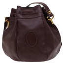 CARTIER Shoulder Bag Leather Red Auth ep7404-2
