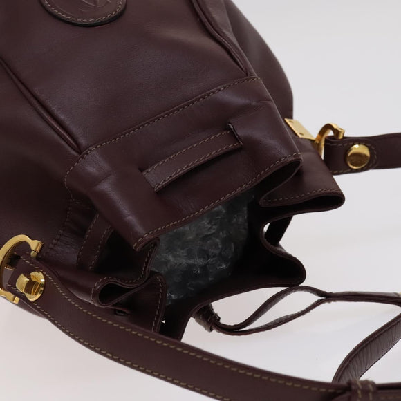 CARTIER Shoulder Bag Leather Red Auth ep7404