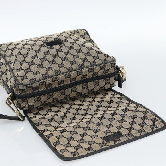 GUCCI GG Canvas Shoulder Bag Black 019 0375 Auth ep7418