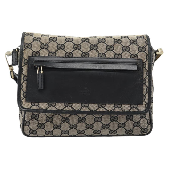 GUCCI GG Canvas Shoulder Bag Black 019 0375 Auth ep7418