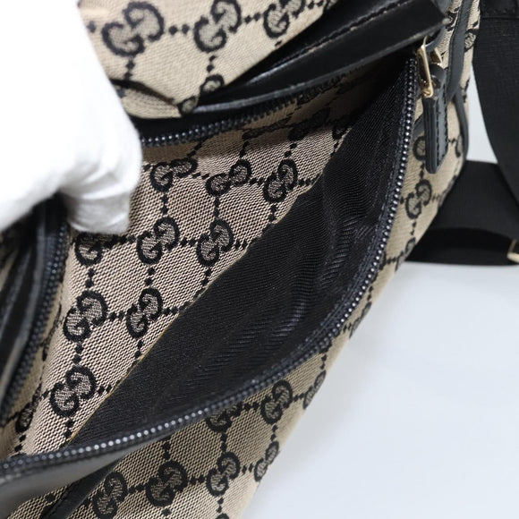 GUCCI GG Canvas Shoulder Bag Black 019 0375 Auth ep7418