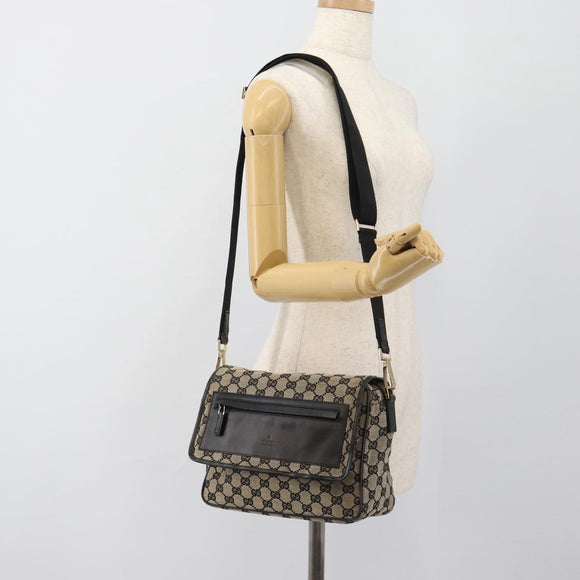 GUCCI GG Canvas Shoulder Bag Black 019 0375 Auth ep7418
