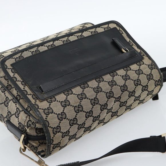 GUCCI GG Canvas Shoulder Bag Black 019 0375 Auth ep7418