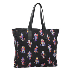 PRADA Tote Bag Nylon Black Silver Auth ep7424