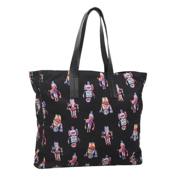 PRADA Tote Bag Nylon Black Silver Auth ep7424