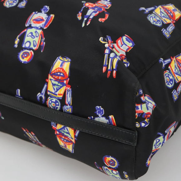 PRADA Tote Bag Nylon Black Silver Auth ep7424
