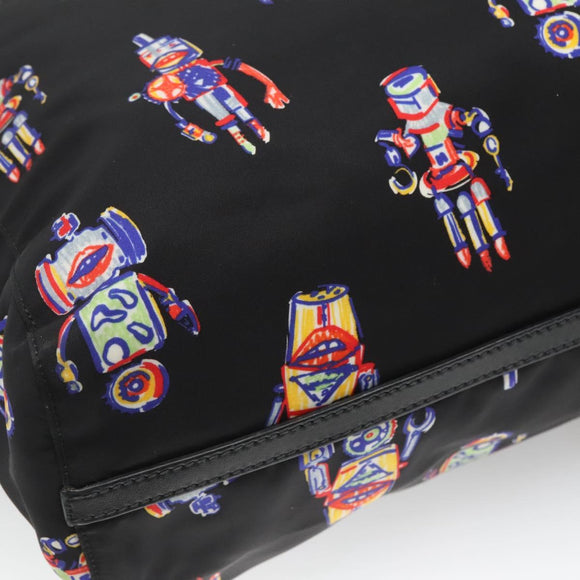 PRADA Tote Bag Nylon Black Silver Auth ep7424