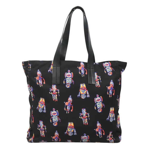 PRADA Tote Bag Nylon Black Silver Auth ep7424