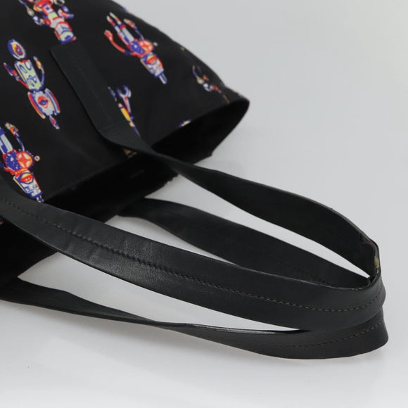PRADA Tote Bag Nylon Black Silver Auth ep7424