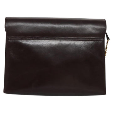 GUCCI Chain Shoulder Bag Leather Brown Gold Auth ep7469 - 0