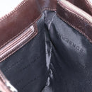 BURBERRY Nova Check Hand Bag Nylon Beige Dark Brown Silver Auth ep7479-17