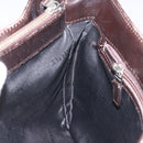 BURBERRY Nova Check Hand Bag Nylon Beige Dark Brown Silver Auth ep7479-18