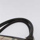 BURBERRY Nova Check Hand Bag Nylon Beige Dark Brown Silver Auth ep7479-8