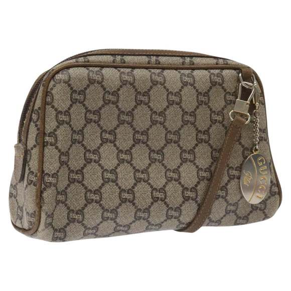 GUCCI GG Plus Supreme Shoulder Bag PVC Leather Beige Auth ep7483