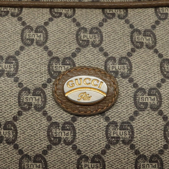 GUCCI GG Plus Supreme Shoulder Bag PVC Leather Beige Auth ep7483