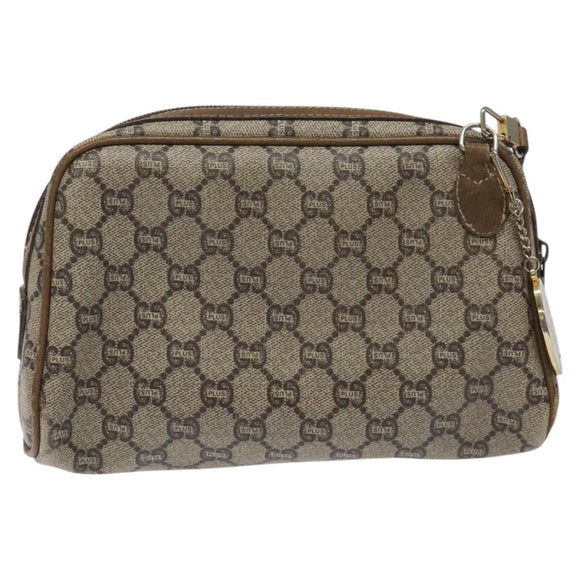 GUCCI GG Plus Supreme Shoulder Bag PVC Leather Beige Auth ep7483