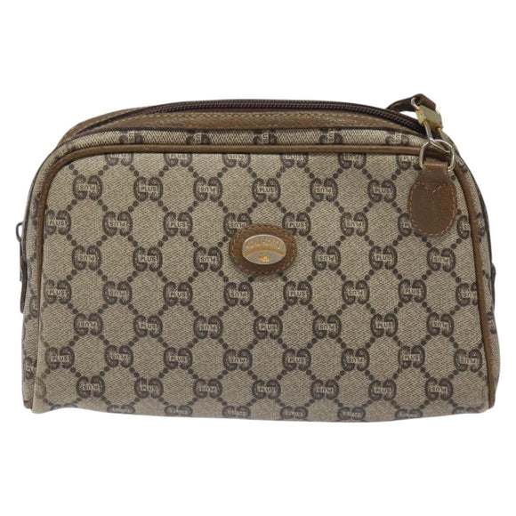GUCCI GG Plus Supreme Shoulder Bag PVC Leather Beige Auth ep7483