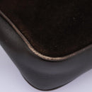 GUCCI Web Sherry Line Shoulder Bag Suede Leather Brown Gold Red Auth ep7487-9