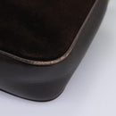 GUCCI Web Sherry Line Shoulder Bag Suede Leather Brown Gold Red Auth ep7487-17