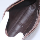 GUCCI Web Sherry Line Shoulder Bag Suede Leather Brown Gold Red Auth ep7487-12