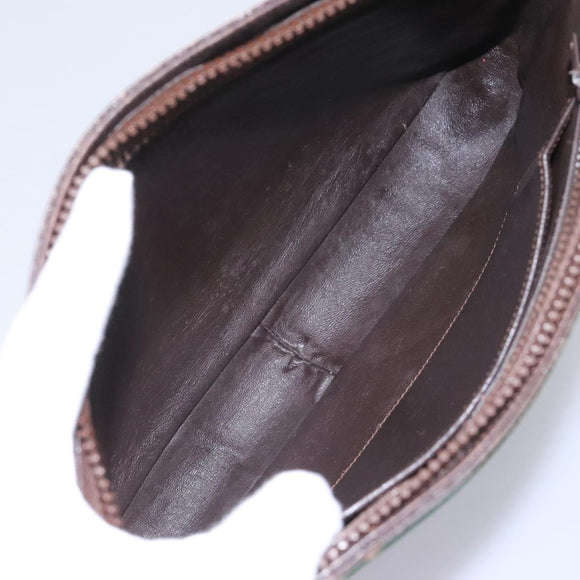 GUCCI Web Sherry Line Shoulder Bag Suede Leather Brown Gold Red Auth ep7487