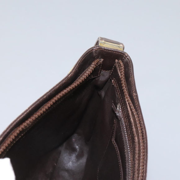 GUCCI Web Sherry Line Shoulder Bag Suede Leather Brown Gold Red Auth ep7487