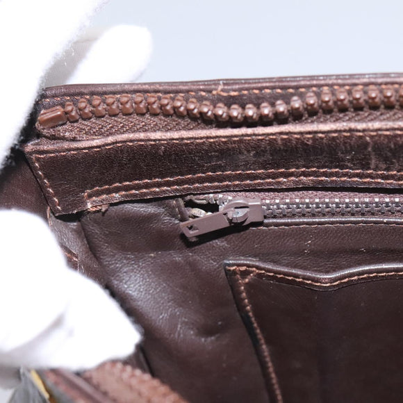 GUCCI Web Sherry Line Shoulder Bag Suede Leather Brown Gold Red Auth ep7487