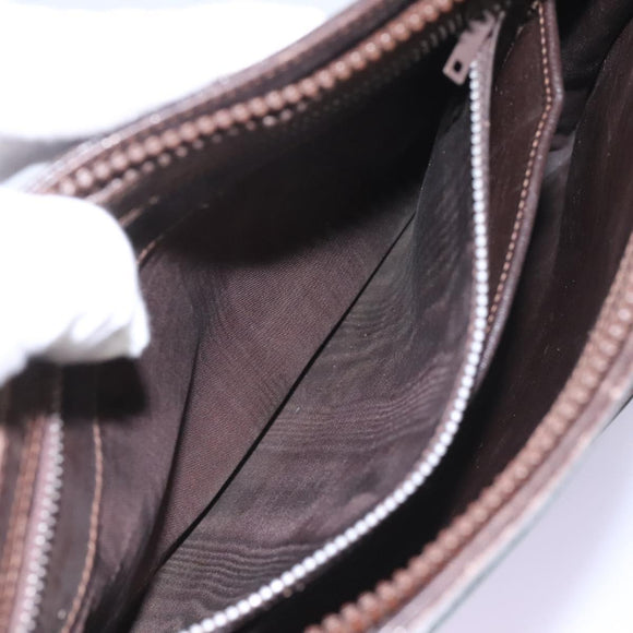 GUCCI Web Sherry Line Shoulder Bag Suede Leather Brown Gold Red Auth ep7487