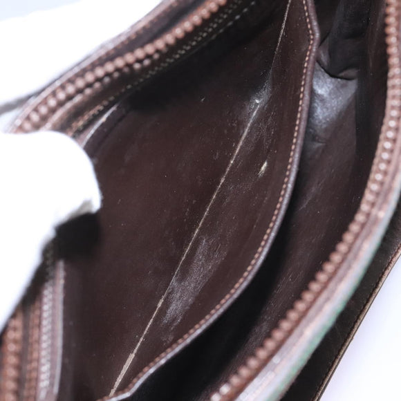 GUCCI Web Sherry Line Shoulder Bag Suede Leather Brown Gold Red Auth ep7487