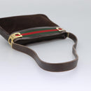 GUCCI Web Sherry Line Shoulder Bag Suede Leather Brown Gold Red Auth ep7487-7