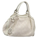 GUCCI Hand Bag Raffia Silver White 211944 Auth ep7490-1