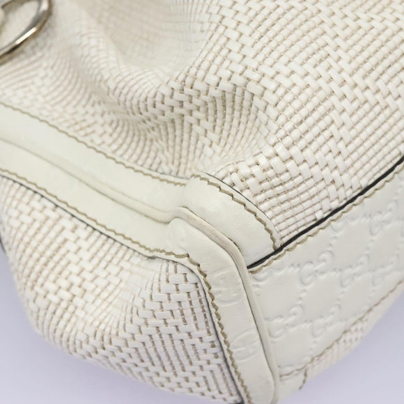 GUCCI Hand Bag Raffia Silver White 211944 Auth ep7490