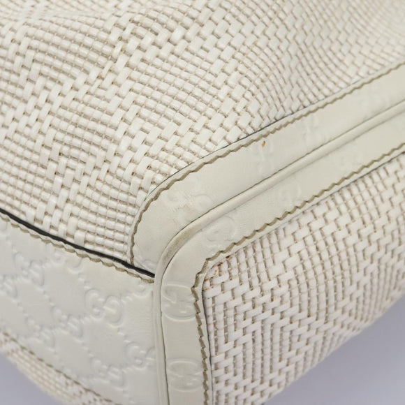 GUCCI Hand Bag Raffia Silver White 211944 Auth ep7490