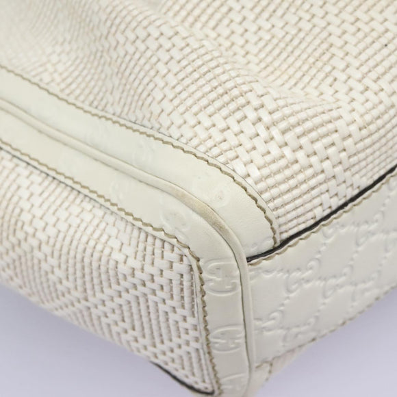 GUCCI Hand Bag Raffia Silver White 211944 Auth ep7490