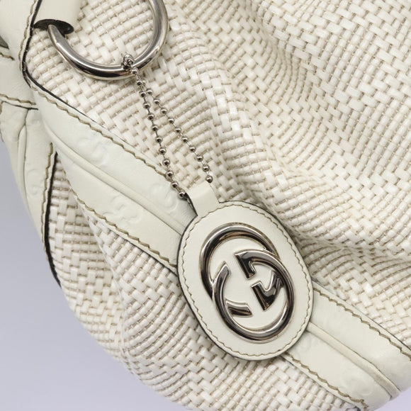 GUCCI Hand Bag Raffia Silver White 211944 Auth ep7490