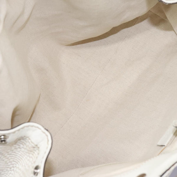 GUCCI Hand Bag Raffia Silver White 211944 Auth ep7490