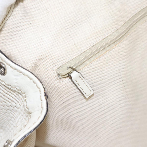 GUCCI Hand Bag Raffia Silver White 211944 Auth ep7490