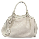 GUCCI Hand Bag Raffia Silver White 211944 Auth ep7490-13