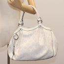 GUCCI Hand Bag Raffia Silver White 211944 Auth ep7490-22