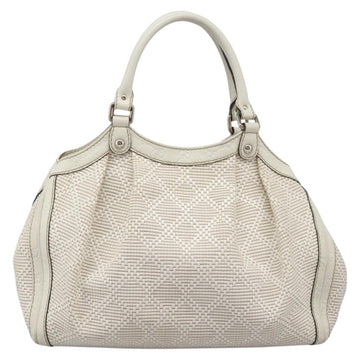 GUCCI Hand Bag Raffia Silver White 211944 Auth ep7490 - 0