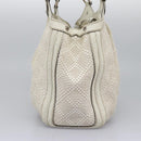 GUCCI Hand Bag Raffia Silver White 211944 Auth ep7490-3