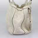 GUCCI Hand Bag Raffia Silver White 211944 Auth ep7490-4