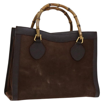 GUCCI Bamboo Tote Bag Suede Leather Brown Gold 002 1095 0260 Auth ep7508