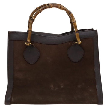 GUCCI Bamboo Tote Bag Suede Leather Brown Gold 002 1095 0260 Auth ep7508 - 0