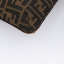 FENDI Zucca Canvas Shoulder Bag Brown Black gold Auth ep7509-8