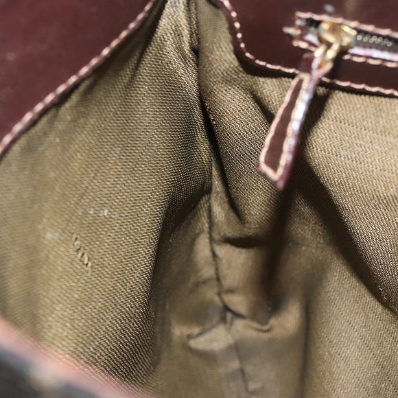 FENDI Zucca Canvas Shoulder Bag Brown Black gold Auth ep7509