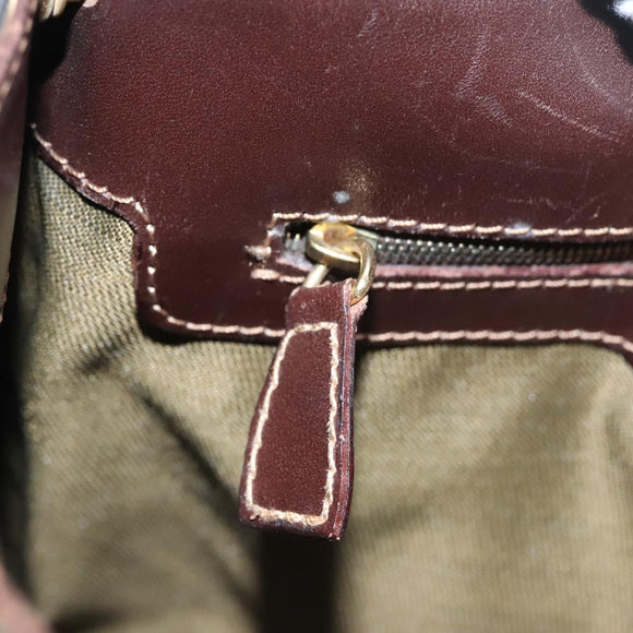 FENDI Zucca Canvas Shoulder Bag Brown Black gold Auth ep7509