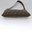 FENDI Zucca Canvas Shoulder Bag Brown Black gold Auth ep7509-5