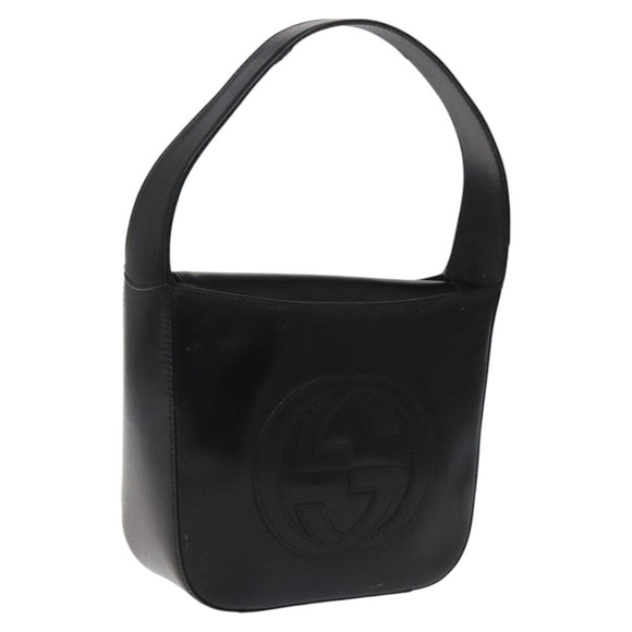 GUCCI Hand Bag Leather Black Auth ep7516