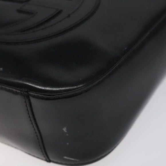 GUCCI Hand Bag Leather Black Auth ep7516